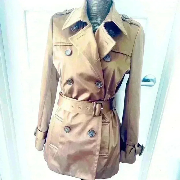 BURTON BY LONDON BEIGE DOUBLE BREAST MID LENGHT TRENCH SIZE 40 - Picture 7 of 16